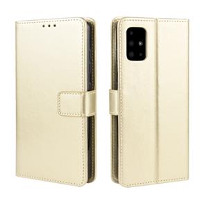 huismerk Voor Galaxy S20+ Retro Crazy Horse Texture Horizontal Flip Leather Case met Holder & Card Slots & Photo Frame(Gold)