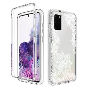 huismerk For Samsung Galaxy S20+ PC+TPU Transparent Painted Phone Case(White Flower)