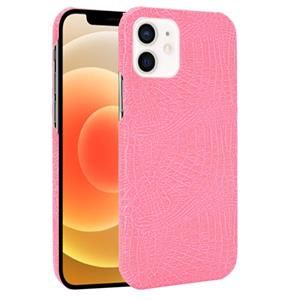 huismerk Voor iPhone 12 mini Shockproof Crocodile Texture PC + PU Case(Pink)