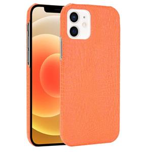 huismerk Voor iPhone 12 mini Shockproof Crocodile Texture PC + PU Case(Orange)