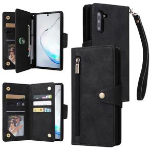 Voor Samsung Galaxy Note10 Klinknagel Gesp 9 kaarten Drie vouw leren telefooncase