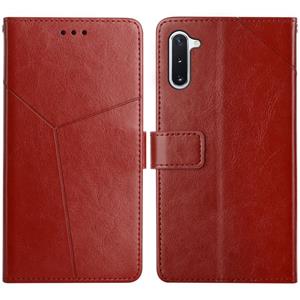 huismerk Voor Samsung Galaxy Note10 y Stiksels Horizontale Flip Leren Case met Houder & Card Slots & Portemonnee & Photo Frame (Brown)