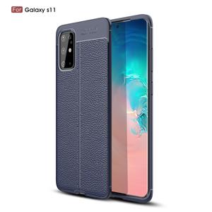 huismerk Voor Galaxy S20+ Litchi Texture TPU Shockproof Case (Navy Blue)