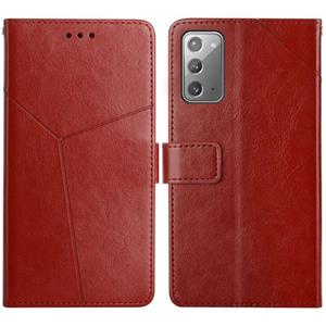 huismerk Voor Samsung Galaxy Note20 y Stitching Horizontale Flip Leren Case met Houder & Card Slots & Portemonnee & Photo Frame (Brown)