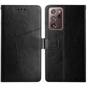 huismerk Voor Samsung Galaxy Note20 Ultra Y Stitching Horizontale Flip Leren Case Met Houder & Card Slots & Portemonnee & Photo Frame (Black)