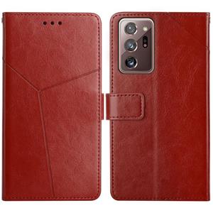 huismerk Voor Samsung Galaxy Note20 Ultra Y Stitching Horizontale Flip Leren Case met Houder & Card Slots & Portemonnee & Photo Frame (Brown)