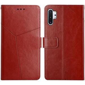 Voor Samsung Galaxy Note10 + y Stitching Horizontale Flip Leren Case met Houder & Card Slots & Portemonnee & Fotolijst (Bruin)