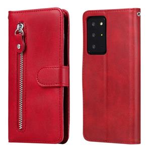 huismerk Voor Samsung Galaxy Note20 Ultra Fashion Kalf textuur Rits Horizontale Flip Lederen case met Stand & Card Slots & Wallet Functie(Rood)