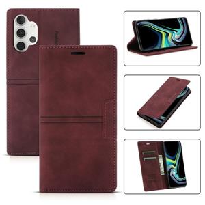 huismerk Voor Samsung Galaxy A32 5G DROOM Magnetische Zuigbedrijf Horizontale Flip PU Lederen Case met Houder & Card Slot & Portemonnee (Wijnrood)