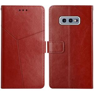 huismerk Voor Samsung Galaxy S10E Y Stitching Horizontale Flip Lederen Case met Houder & Card Slots & Portemonnee & Fotolijst (Bruin)