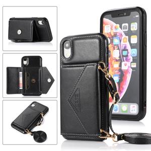 huismerk Multifunctionele Cross-body Card Bag TPU+PU Back Cover Case met Holder & Card Slot & Wallet Voor iPhone XS Max(Zwart)