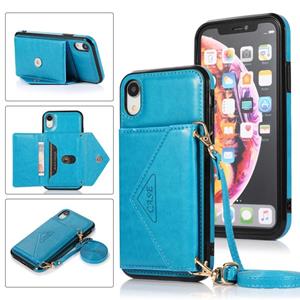 huismerk Multifunctionele Cross-body Card Bag TPU+PU Back Cover Case met Holder & Card Slot & Wallet Voor iPhone XS Max(Blauw)