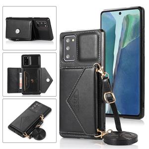 huismerk Voor Samsung Galaxy Note20 Ultra Multi-functionele Cross-body Kaarttas TPU+PU Back Cover Case met Holder & Card Slot & Wallet(Zwart)