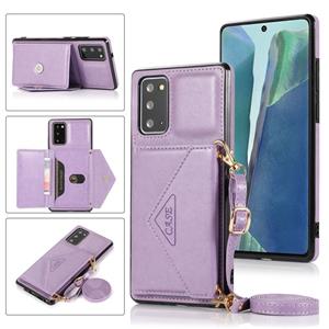 huismerk Voor Samsung Galaxy Note20 Ultra Multi-functionele Cross-body Kaarttas TPU+PU Back Cover Case met Holder & Card Slot & Wallet(Paars)