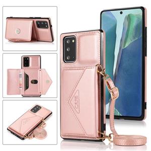 huismerk Voor Samsung Galaxy Note20 Ultra Multi-functionele Cross-body Kaarttas TPU+PU Back Cover Case met Holder & Card Slot & Wallet(Rose Gold)