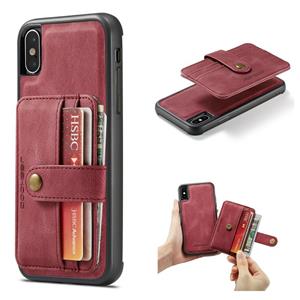 JEEHOOD RFID Blocking Anti-Theft Wallet Phone Case For iPhone XS Max(Red)