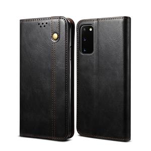 huismerk Voor Samsung Galaxy S20 Simple Wax Crazy Horse Texture Horizontale Flip Lederen case met kaartslots & portemonnee(zwart)