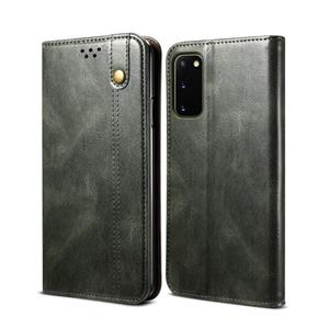 huismerk Voor Samsung Galaxy S20 Simple Wax Crazy Horse Texture Horizontale Flip Lederen case met kaartslots & portemonnee (donkergroen)