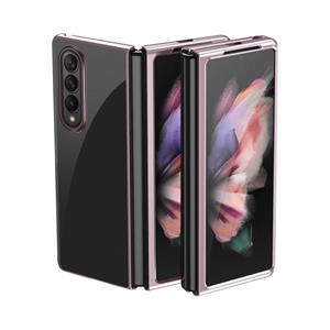 gkk Voor Samsung Galaxy Z Fold3 5G Galomoplated Transparent Folding Case (Rose Gold)