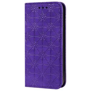 huismerk Voor iPhone 12 Lucky Flowers Embossing Pattern Magnetic Horizontal Flip Leather Case met Holder & Card Slots(Paars)