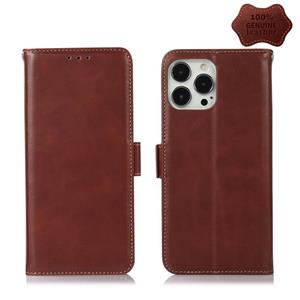 huismerk Crazy Horse Top Layer cowhide lederen telefoonhoesje voor iPhone 13 Pro Max (Brown)