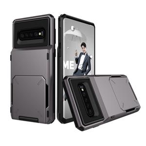 huismerk Schokbestendig TPU + PC beschermende case voor Galaxy S10 met kaartsleuf (zwart)