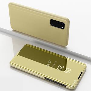 huismerk Voor Galaxy S20 Vergulde Spiegel horizontale flip lederen koffer met houder (goud)