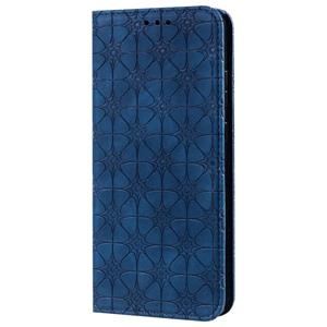 huismerk Voor Samsung Galaxy Note20 Lucky Flowers Embossing Pattern Magnetic Horizontal Flip Leather Case met Holder & Card Slots (Donkerblauw)