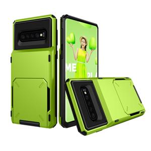 huismerk Schokbestendig TPU + PC beschermende case voor Galaxy S10 met kaartsleuf (groen)