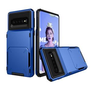 huismerk Schokbestendig TPU + PC beschermende case voor Galaxy S10 met kaartsleuf (blauw)