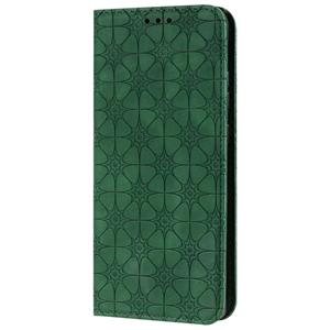 huismerk Voor Samsung Galaxy Note20 Lucky Flowers Embossing Pattern Magnetic Horizontal Flip Leather Case met Holder & Card Slots (Donkergroen)