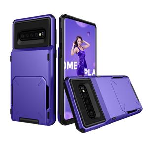 huismerk Schokbestendig TPU + PC beschermende case voor Galaxy S10 met kaartsleuf (paars)