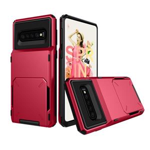 huismerk Schokbestendig TPU + PC beschermende case voor Galaxy S10 met kaartsleuf (rood)