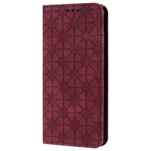 huismerk Voor Samsung Galaxy Note20 Lucky Flowers Embossing Pattern Magnetic Horizontal Flip Leather Case met Holder & Card Slots (Wine Red)