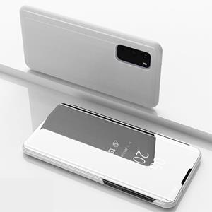 huismerk For Galaxy S20 Plated Mirror Horizontal Flip Leather Case with Holder(Silver)