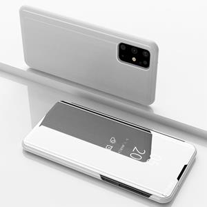 huismerk Voor Galaxy S20+ Vergulde spiegel horizontale flip lederen behuizing met houder (zilver)