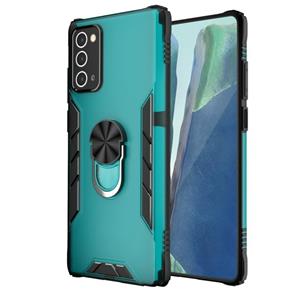 huismerk Voor Samsung Galaxy Note20 Magnetic Frosted PC + Matte TPU Schokbestendige behuizing met ringhouder (Glinsterend groen)