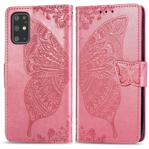 huismerk Voor Galaxy S11 Butterfly liefde bloem reliëf horizontale Flip lederen draagtas met beugel/kaartsleuf/portemonnee/Lanyard (roze)