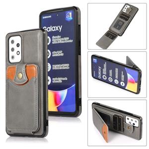 huismerk Voor Samsung Galaxy A52 5G Zachte Huid Lederen Portemonnee Bag Telefoonhoes (GRIJS)