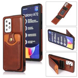 Voor Samsung Galaxy A72 5G Zachte Huid Lederen Portemonnee Bag Telefoon Case (Brown)