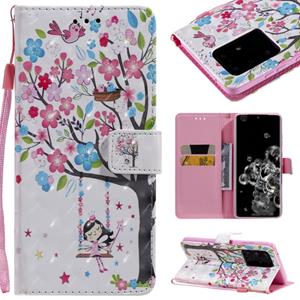 huismerk Voor Galaxy S20 Ultra 3D Painting Horizontale Flip Lederen case met Holder & Card Slot & Lanyard(Girl Under The Tree)