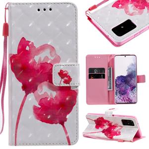 huismerk Voor Galaxy S20+ 3D Painting Horizontale Flip Lederen case met Holder & Card Slot & Lanyard(Red Rose)