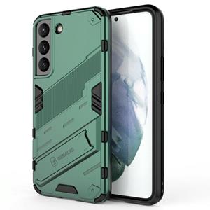 huismerk For Samsung Galaxy S22 5G Punk Armor 2 in 1 PC + TPU Shockproof Phone Case with Invisible Holder(Green)