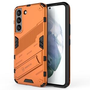 huismerk For Samsung Galaxy S22 5G Punk Armor 2 in 1 PC + TPU Shockproof Phone Case with Invisible Holder(Orange)