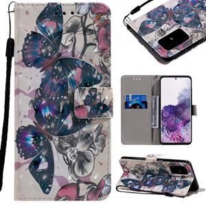 huismerk Voor Galaxy S20+ 3D Painting Horizontal Flip Leather Case met Holder & Card Slot & Lanyard(Black Butterflies)