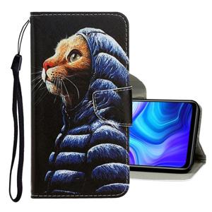 huismerk Voor Samsung Galaxy Note20 3D Gekleurde tekening horizontale flip PU lederen hoes met houder & kaartslots & portemonnee (Down Jacket Cat)