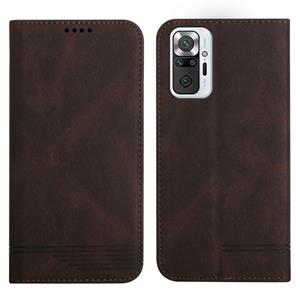 huismerk For Xiaomi Redmi Note 10 Pro Strong Magnetic Leather Case(Brown)