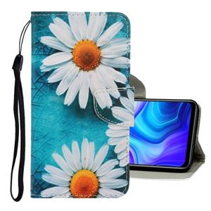 huismerk Voor Samsung Galaxy Note20 3D Gekleurde tekening horizontale flip pu lederen hoes met houder & kaartslots & portemonnee (chrysant)