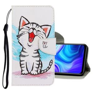 huismerk Voor Samsung Galaxy Note20 3D Gekleurde tekening horizontale flip PU lederen hoes met Holder & Card Slots & Wallet (Red Mouth Cat)