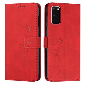 huismerk Voor Samsung Galaxy S20 Skin Feel Heart Pattern lederen telefoonhoesje